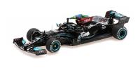 1:43 MERCEDES-AMG PETRONAS FORMULA ONE TEAM W12 E PERFORMANCE - HAMILTON - 1ST BRAZILIAN GP 2021 W/FLAG - MINICHAMPS - 410212044