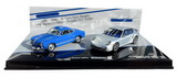 1:43 PORSCHE 911 TURBO 2010 SILVER / VW KARMAN GHIA COUPE 1955 BLUE ANNIVERSARY SET