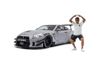 1:18 NISSAN GT-R (R35) W/ LIBERTY WALK BODY KIT TYPE 2.0 GREY 2024 - SOLIDO - S1805821
